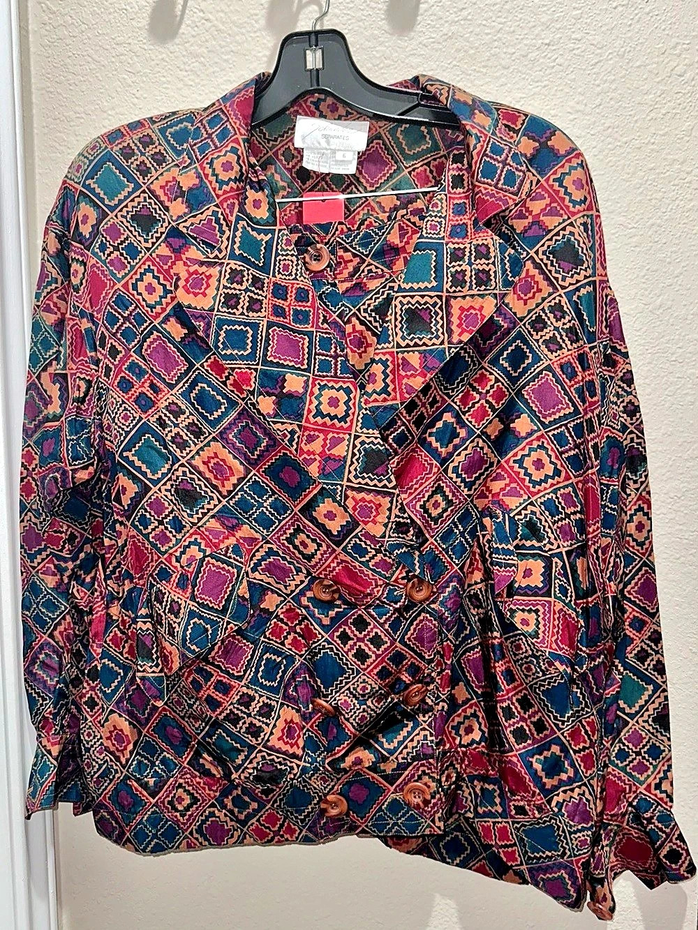 Vintage Abe Schrader Separates 100% Silk 2pc Suit Jacket Sz 8 & Pants Sz 6 EUC
